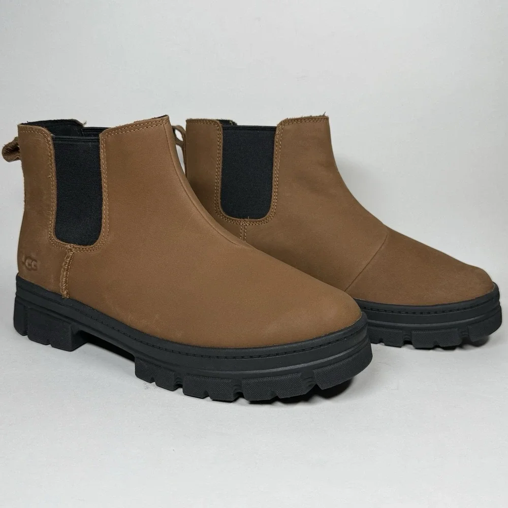 NEW Ugg Kids Big Girls Size 6 Brown Suede Leather Ashton Chelsea Slip‎ On Boots